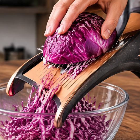 Mandoline Vegetable Slicer Stainless Steel V-Blade Cabbage Shredder, Ergonomic Handheld Julienne Grater Tool