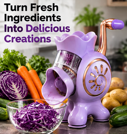 Multifunctional Rotary Vegetable Grater and Slicer – Hand Crank Cheese Shredder with 3 Stainless Steel Drum Blades for Kitchen Prep
